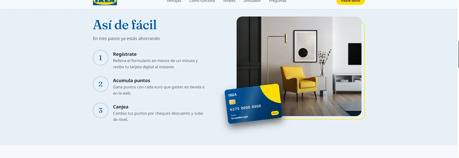 Proceso en tres pasos para hacerse socio